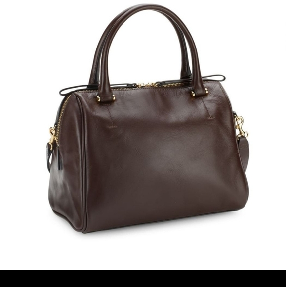NWT Halston Syrah Leather Satchel $495 - Picture 3 of 4